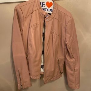 Pink vegan leather jacket